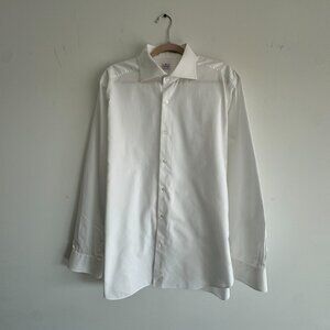 7. TRUZZI Milano White Tessuto Cotton Dress Shirt, Size 17.5 / 44